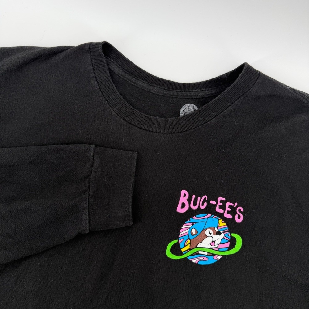 Buc-ee's Out Of This World Space UFO Black Long Sleeve Graphic Tee Shirt XL